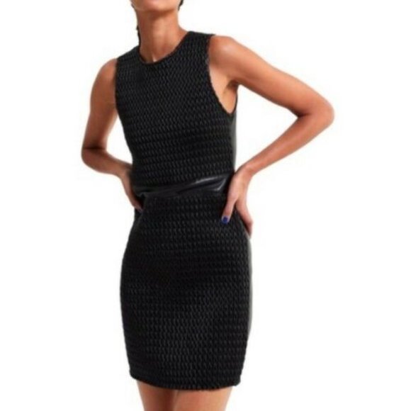 Zara Dresses & Skirts - Zara Black Faux Leather Ruched Textured Sleeveless Short Tube Dress Sz. S